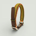big green hound, cascade mini paracord collar for small dogs in green, yellow and orange
