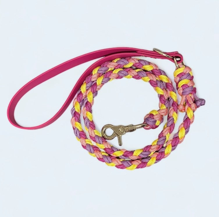 Braided Paracord Lead with Handle - Sherbet - Premium Dog Lead