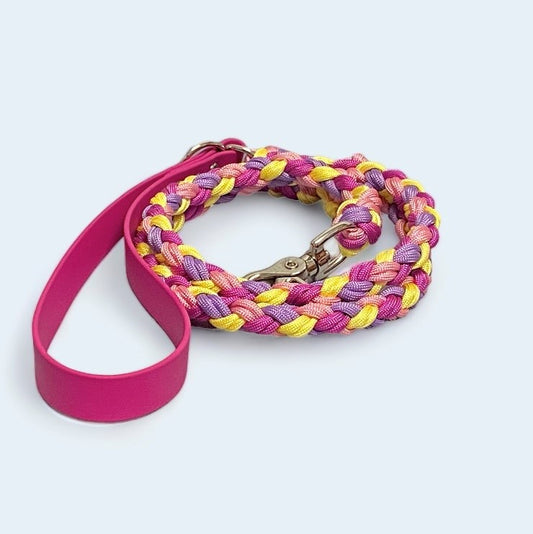 Braided Paracord Lead with Handle - Sherbet - Premium Dog Lead