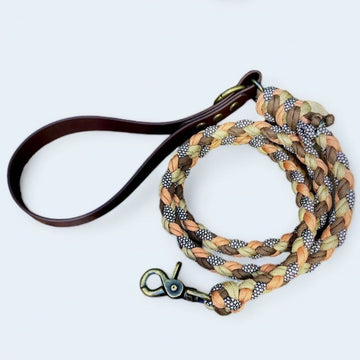 Braided Paracord Lead with Handle - Warm Copper - Premium Dog Lead